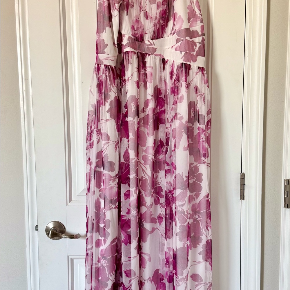 Candalite Floral Pink Maxi Dress - Elegant Sleeveless Gown